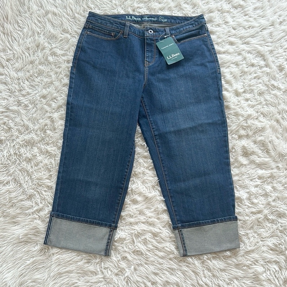 NWT L.L. Bean Favorite Fit Straight Crop Jeans size 12